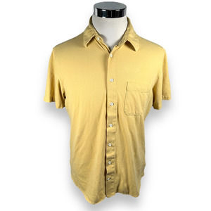 Taylor Stitch Mens Button Up Shirt Yellow Short Sleeve Pocket 100% Cotton 40